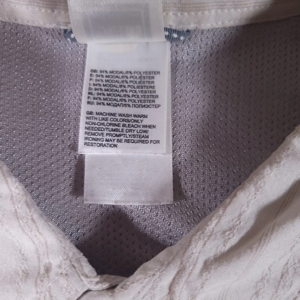The North Face Shirt Mens XXL Beige Striped Button Up Short Sleeve Hiking Travel